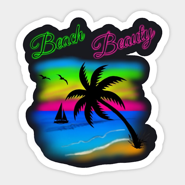Neon Digital Airbrushed Beach Beauty Sticker by SpecialTs